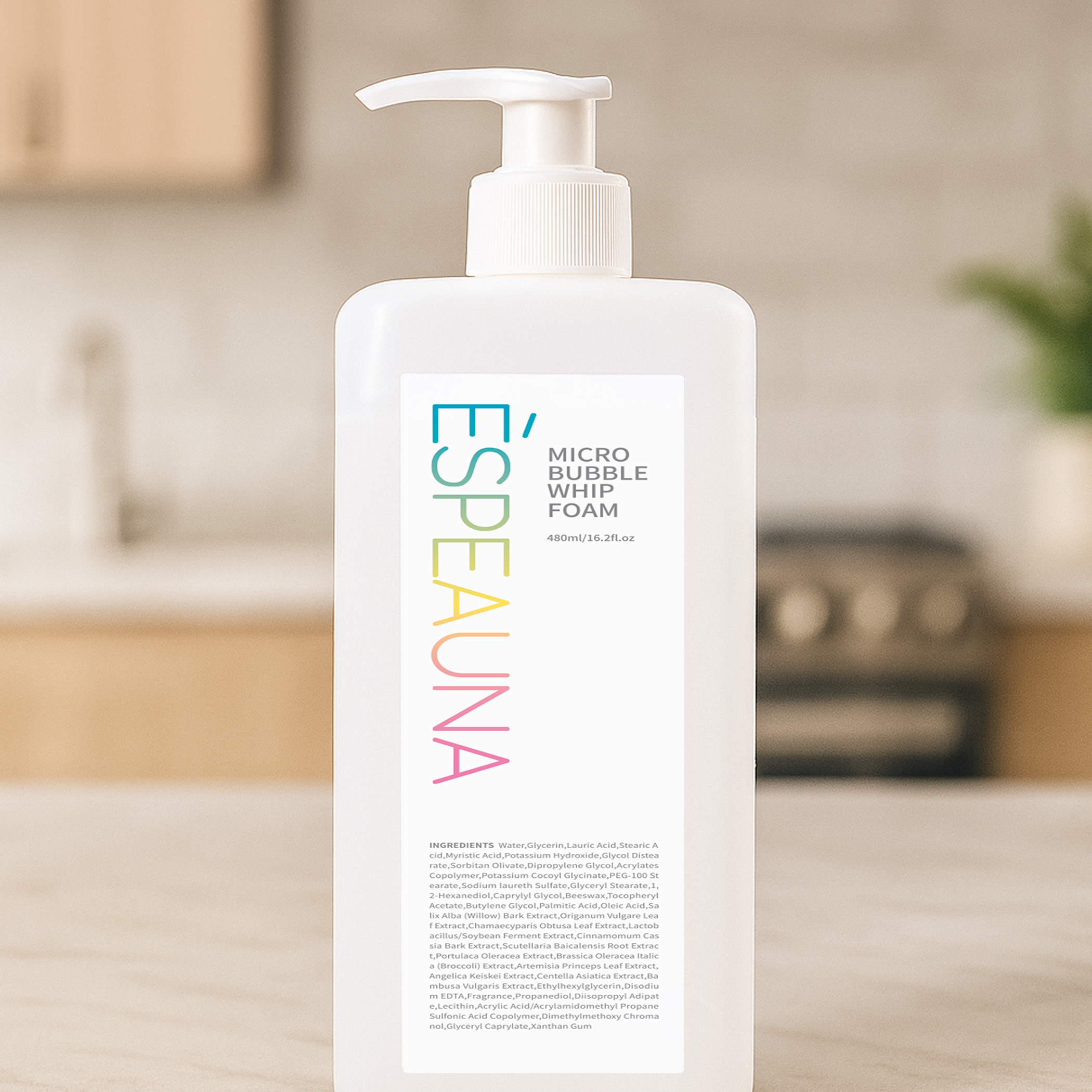 Sữa Rửa Mặt Espeauna Microbubble Whip Form 480ml – Làm sạch sâu, dịu nhẹ, giữ ẩm và bảo vệ da